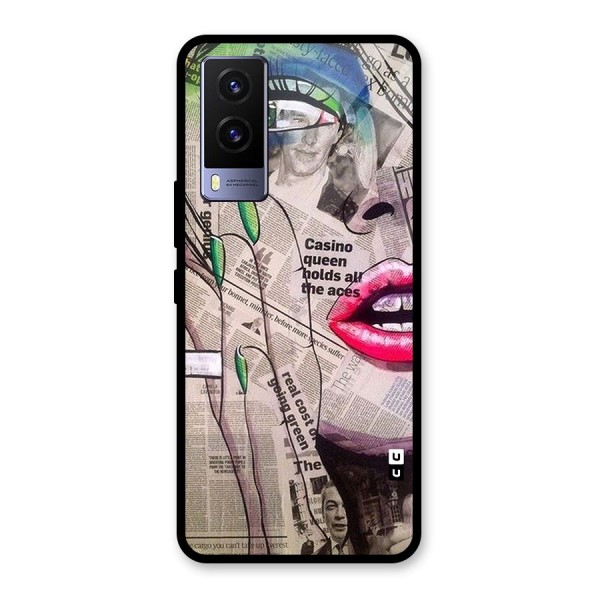 Newspaper Girl Art Glass Back Case for Vivo V21e 5G