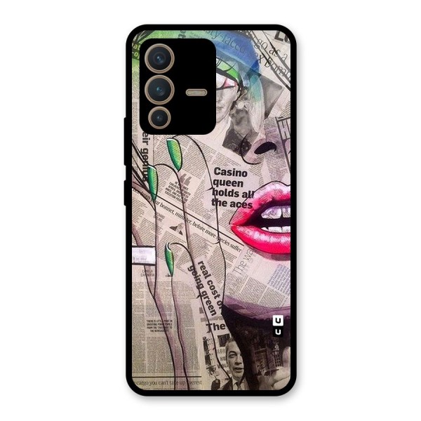 Newspaper Girl Art Glass Back Case for Vivo V23 5G