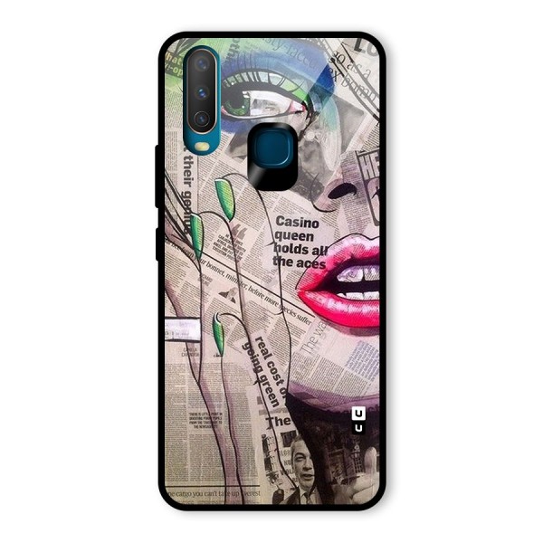 Newspaper Girl Art Glass Back Case for Vivo Y12