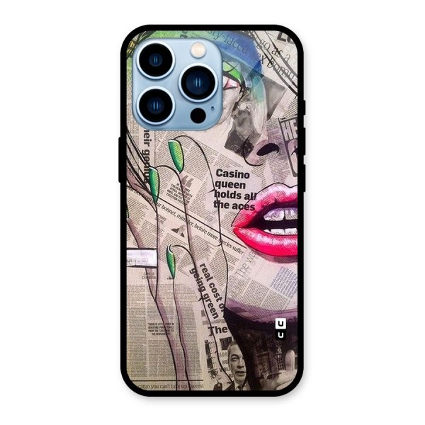 Newspaper Girl Art Glass Back Case for iPhone 13 Pro