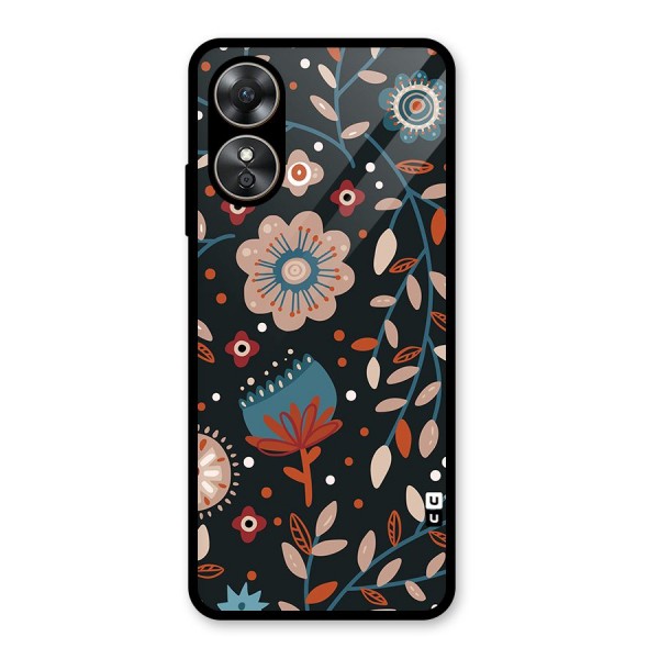 Nordic Arts Flowery Space Glass Back Case for Oppo A17