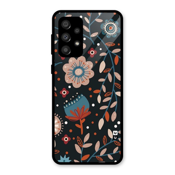 Nordic Arts Flowery Space Glass Back Case for Galaxy A32