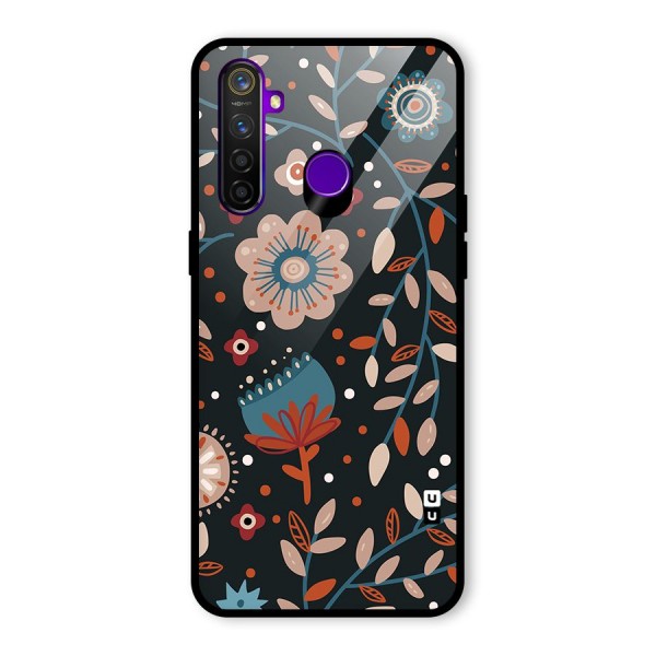 Nordic Arts Flowery Space Glass Back Case for Realme 5 Pro