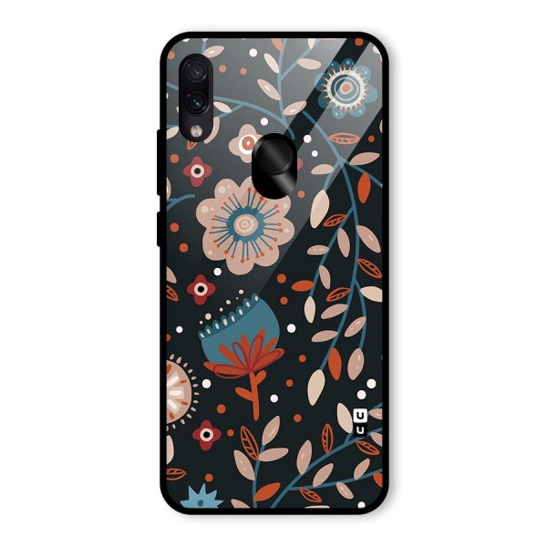 Nordic Arts Flowery Space Glass Back Case for Redmi Note 7S
