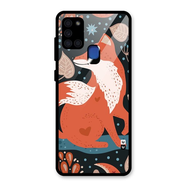 Nordic Arts Fox Glass Back Case for Galaxy A21s