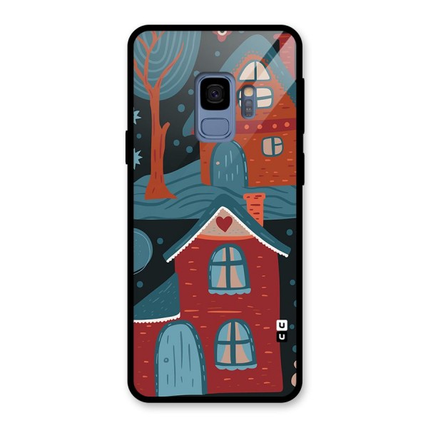 Nordic Arts Houses Glass Back Case for Galaxy S9