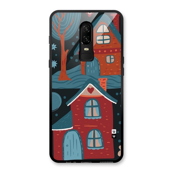 Nordic Arts Houses Glass Back Case for OnePlus 6