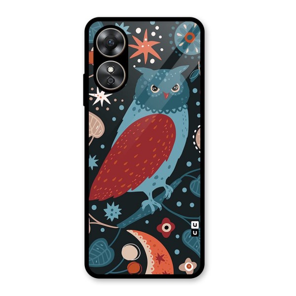 Nordic Arts Owl Glass Back Case for Oppo A17