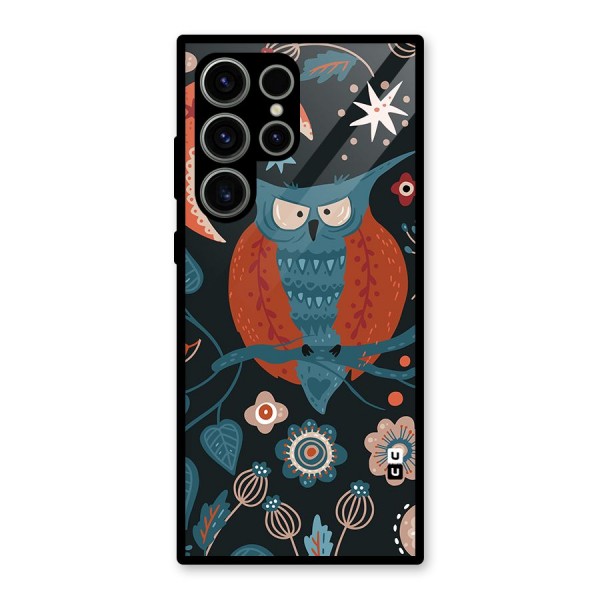 Nordic Arts Owl Moon Glass Back Case for Galaxy S23 Ultra