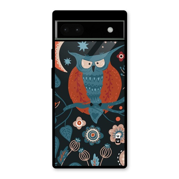 Nordic Arts Owl Moon Glass Back Case for Google Pixel 6a