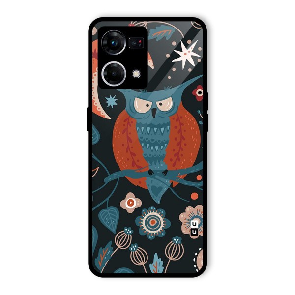 Nordic Arts Owl Moon Glass Back Case for Oppo F21 Pro 4G