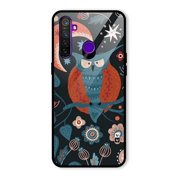Nordic Arts Owl Moon Glass Back Case for Realme 5 Pro
