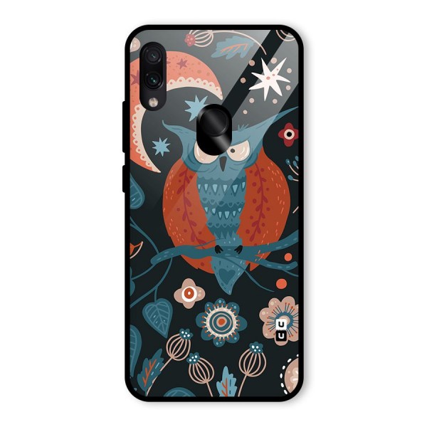 Nordic Arts Owl Moon Glass Back Case for Redmi Note 7S