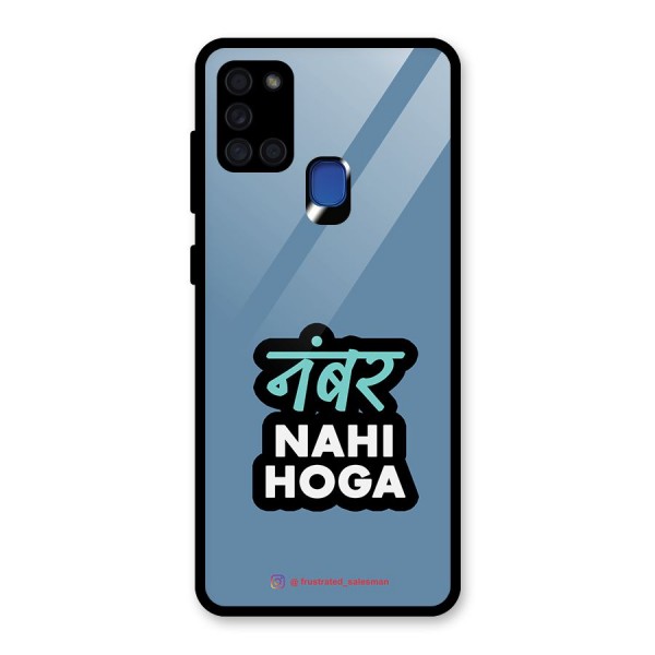 Number Nahi Hoga SteelBlue Glass Back Case for Galaxy A21s