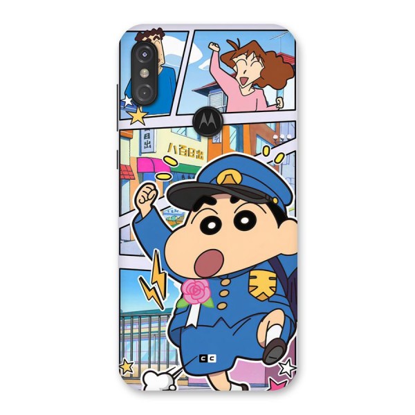 Officer Shinchan Back Case for Motorola One Power