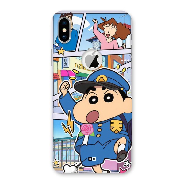 Officer Shinchan Back Case for iPhone XS Logo Cut