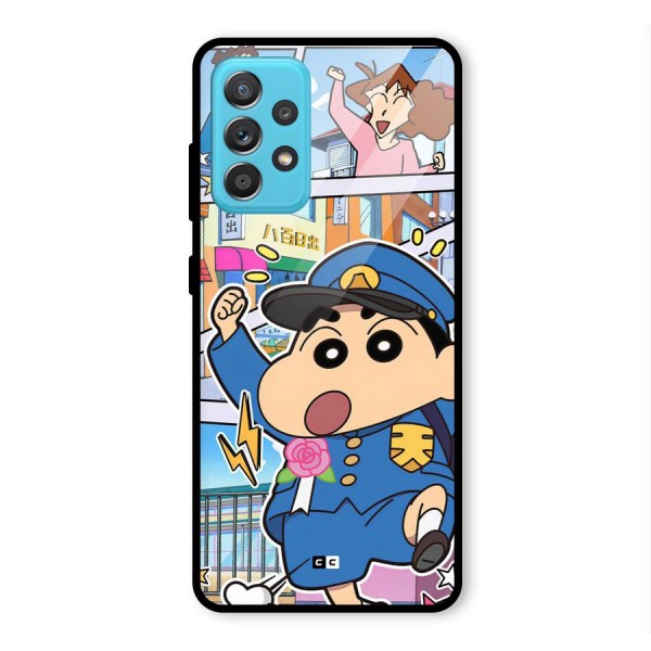 Officer Shinchan Glass Back Case for Galaxy A52