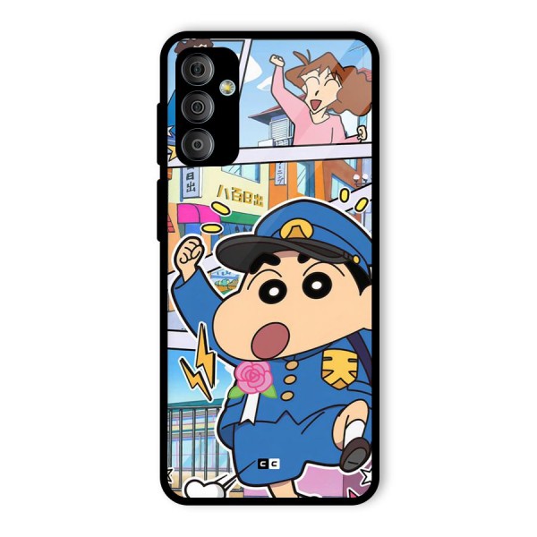 Officer Shinchan Glass Back Case for Galaxy F23