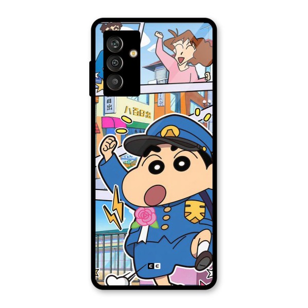 Officer Shinchan Glass Back Case for Galaxy M13