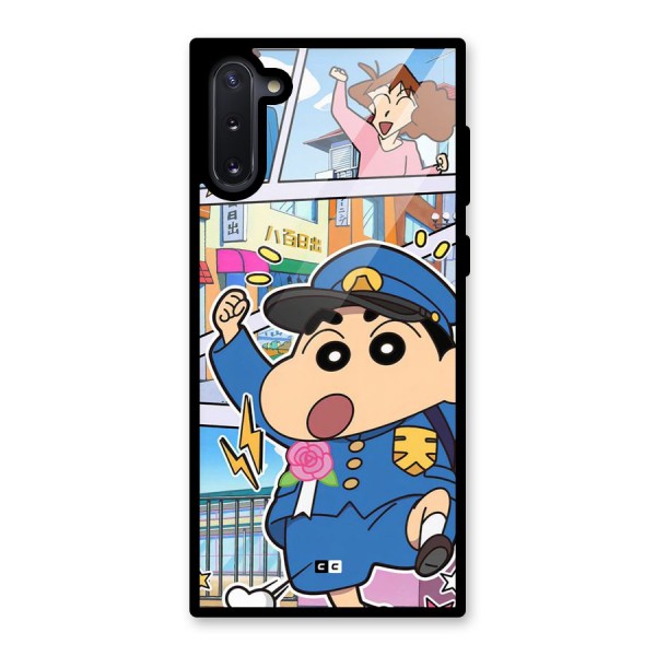 Officer Shinchan Glass Back Case for Galaxy Note 10