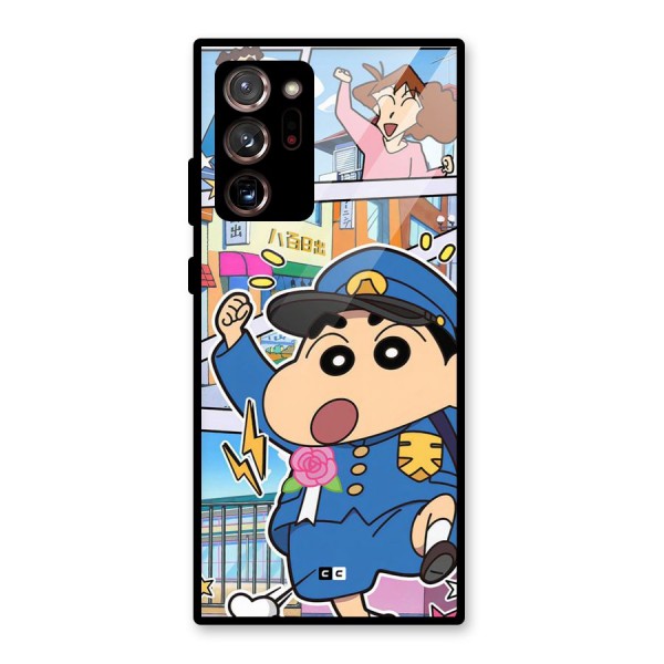 Officer Shinchan Glass Back Case for Galaxy Note 20 Ultra