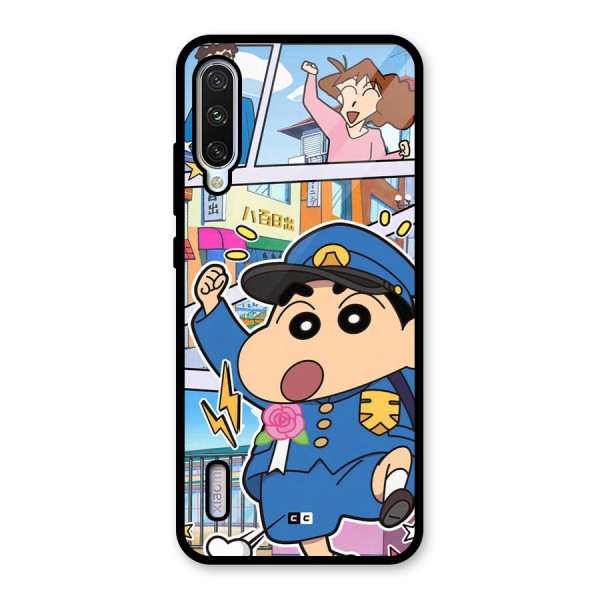 Officer Shinchan Glass Back Case for Mi A3