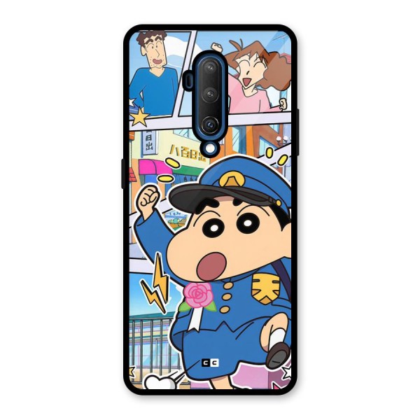 Officer Shinchan Glass Back Case for OnePlus 7T Pro