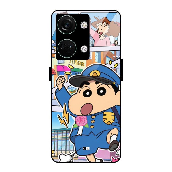 Officer Shinchan Glass Back Case for Oneplus Nord 3