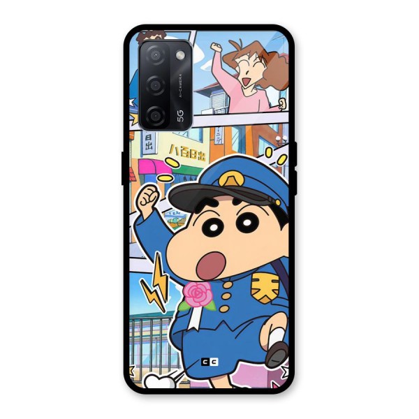 Officer Shinchan Glass Back Case for Oppo A53s 5G