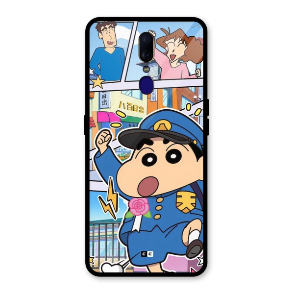 Officer Shinchan Glass Back Case for Oppo F11