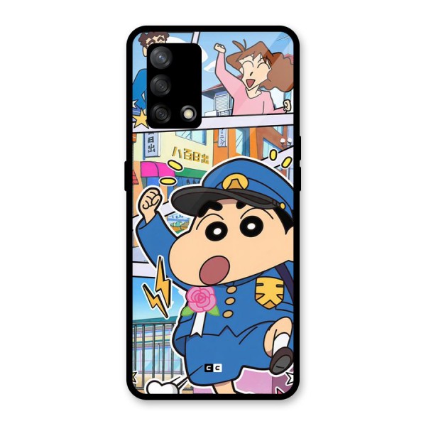 Officer Shinchan Glass Back Case for Oppo F19