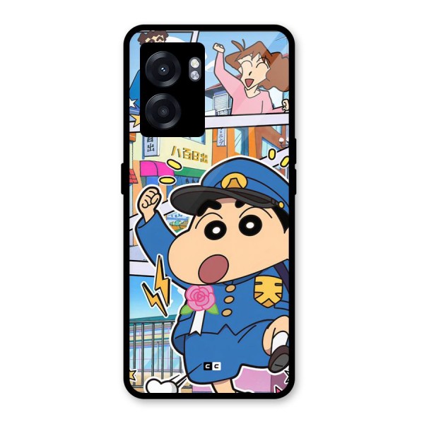 Officer Shinchan Glass Back Case for Oppo K10 (5G)