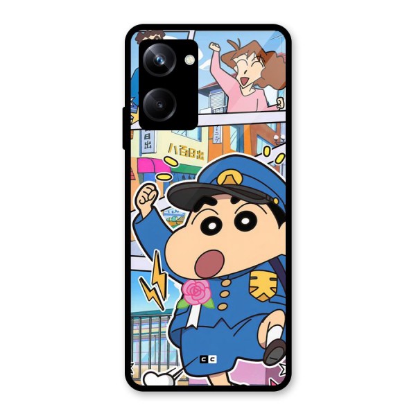 Officer Shinchan Glass Back Case for Realme 10 Pro