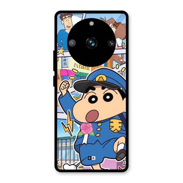 Officer Shinchan Glass Back Case for Realme 11 Pro