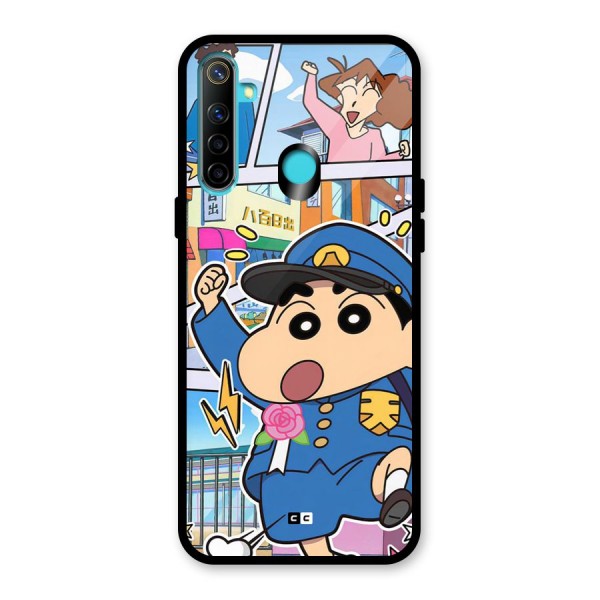 Officer Shinchan Glass Back Case for Realme 5