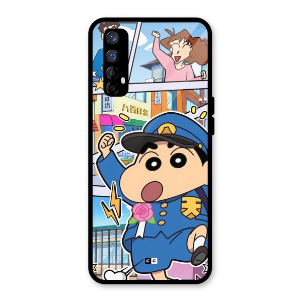 Officer Shinchan Glass Back Case for Realme 7