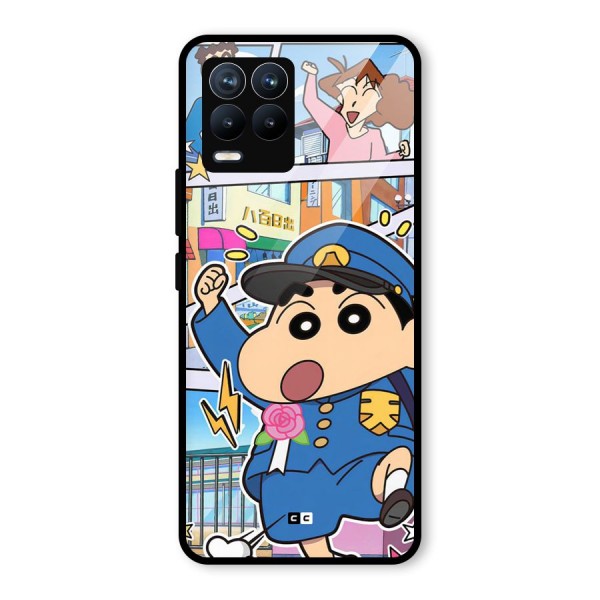 Officer Shinchan Glass Back Case for Realme 8 Pro