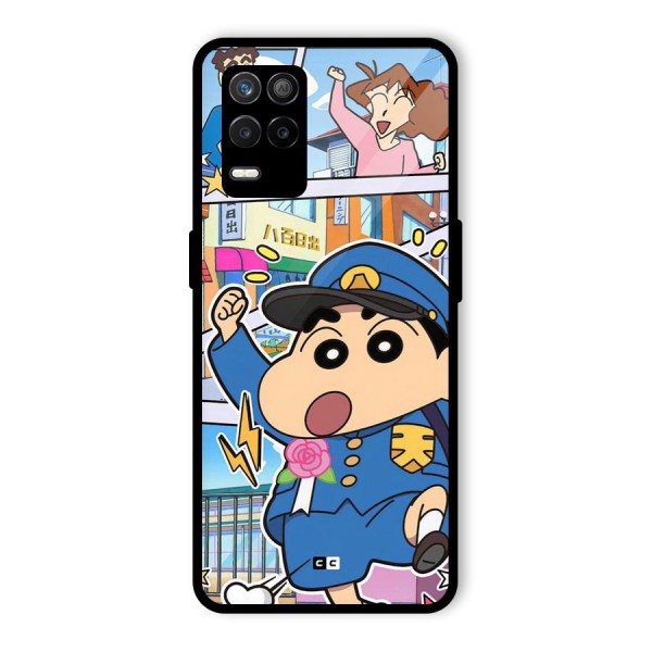 Officer Shinchan Glass Back Case for Realme 9 5G