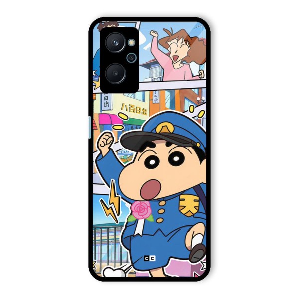 Officer Shinchan Glass Back Case for Realme 9i