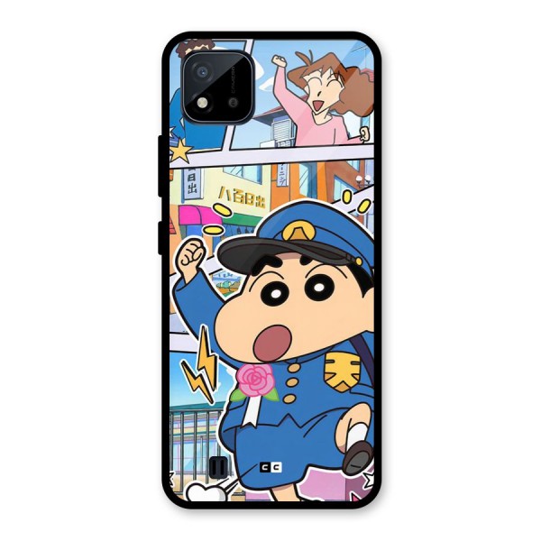 Officer Shinchan Glass Back Case for Realme C11 2021