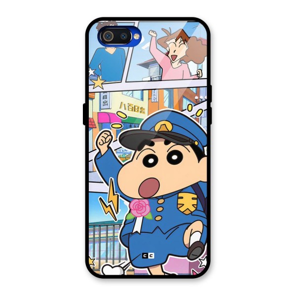 Officer Shinchan Glass Back Case for Realme C2