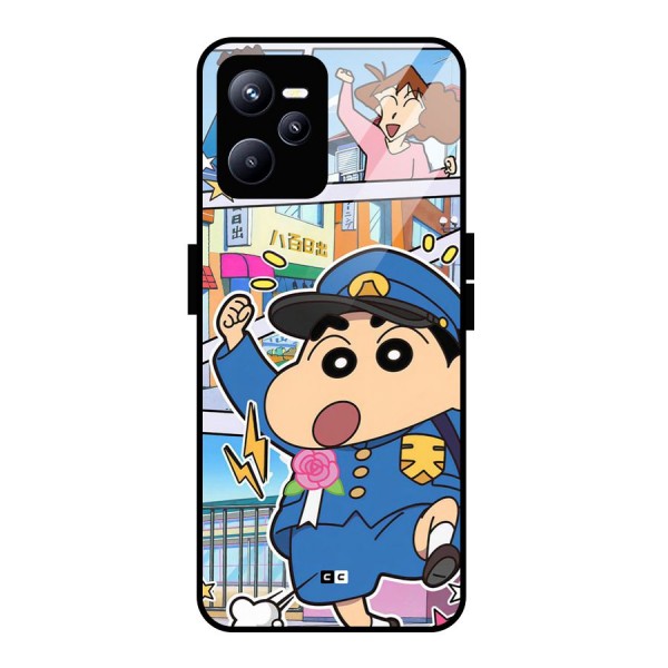 Officer Shinchan Glass Back Case for Realme C35