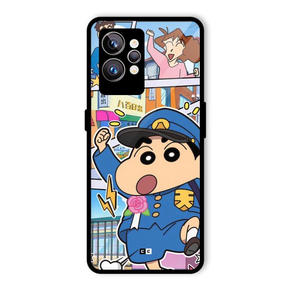 Officer Shinchan Glass Back Case for Realme GT2 Pro