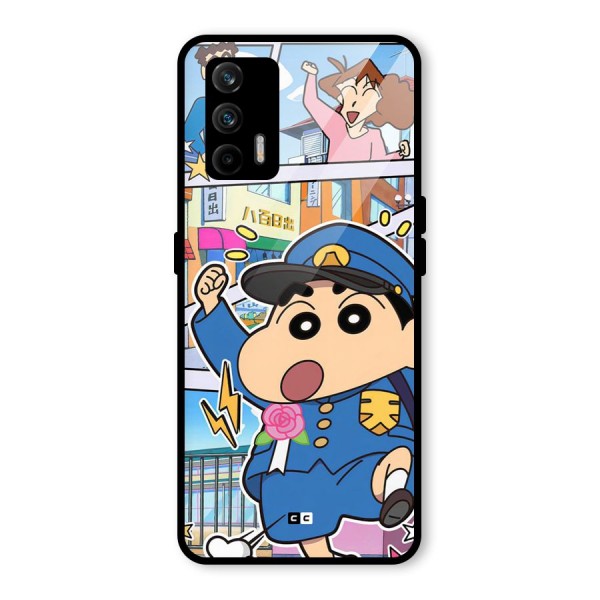 Officer Shinchan Glass Back Case for Realme GT 5G