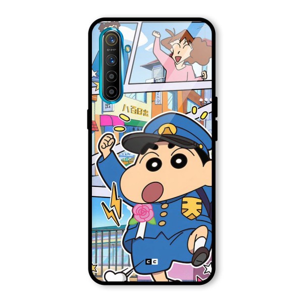 Officer Shinchan Glass Back Case for Realme X2