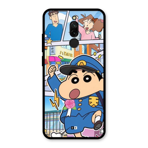 Officer Shinchan Glass Back Case for Redmi 8