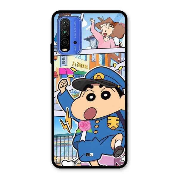 Officer Shinchan Glass Back Case for Redmi 9 Power