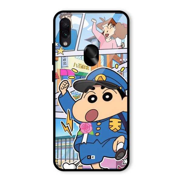 Officer Shinchan Glass Back Case for Redmi Note 7