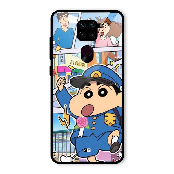 Officer Shinchan Glass Back Case for Redmi Note 9