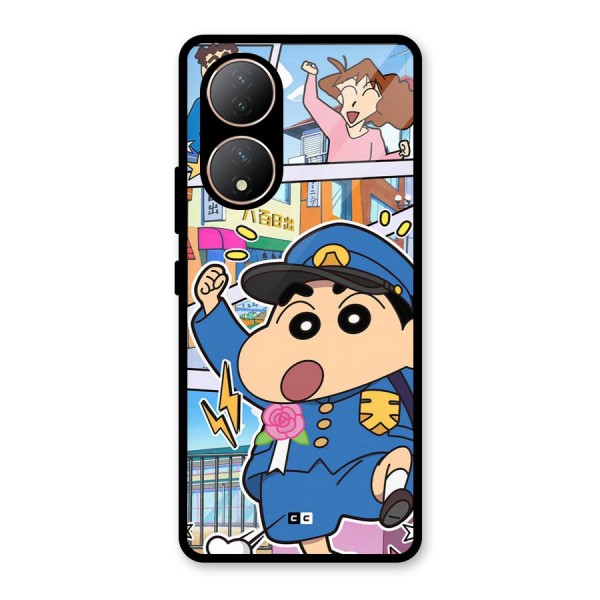 Officer Shinchan Glass Back Case for Vivo T2